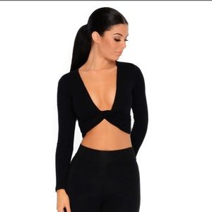 Why Knot Double Layered Crop Top in Black